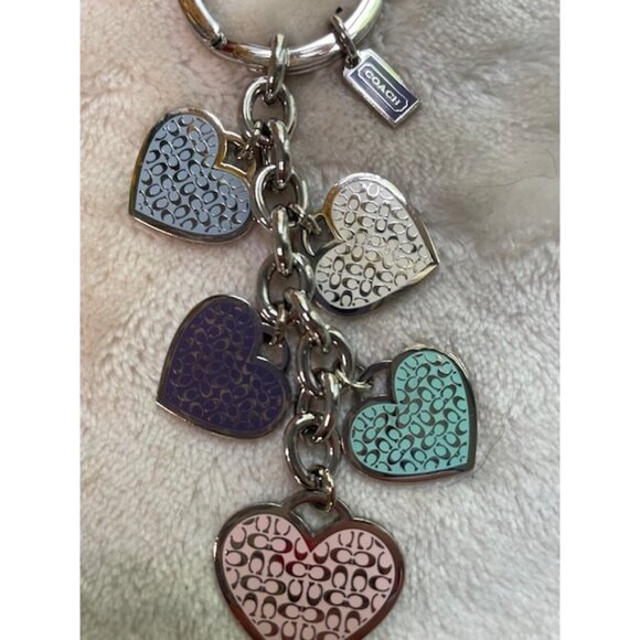 Authentic COACH Micro Heart "C's" Bag Charm/Key Chain - Multi Color - Picture 2 of 4
